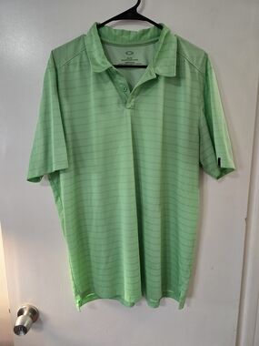 Oakley Polo Shirt XL Green Striped Golf Athletic Performance Mens